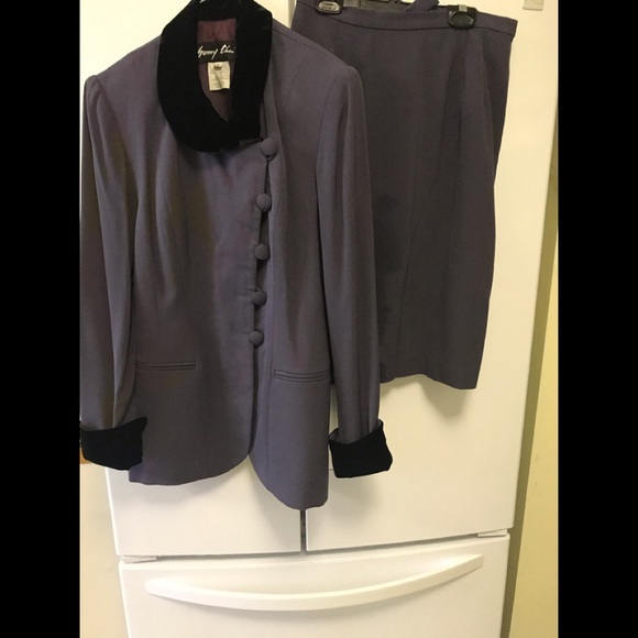 SUNNY CHOI Vintage Blazer Jacket Pencil Skirt Suite Velvet Classic Formal - Picture 2 of 7